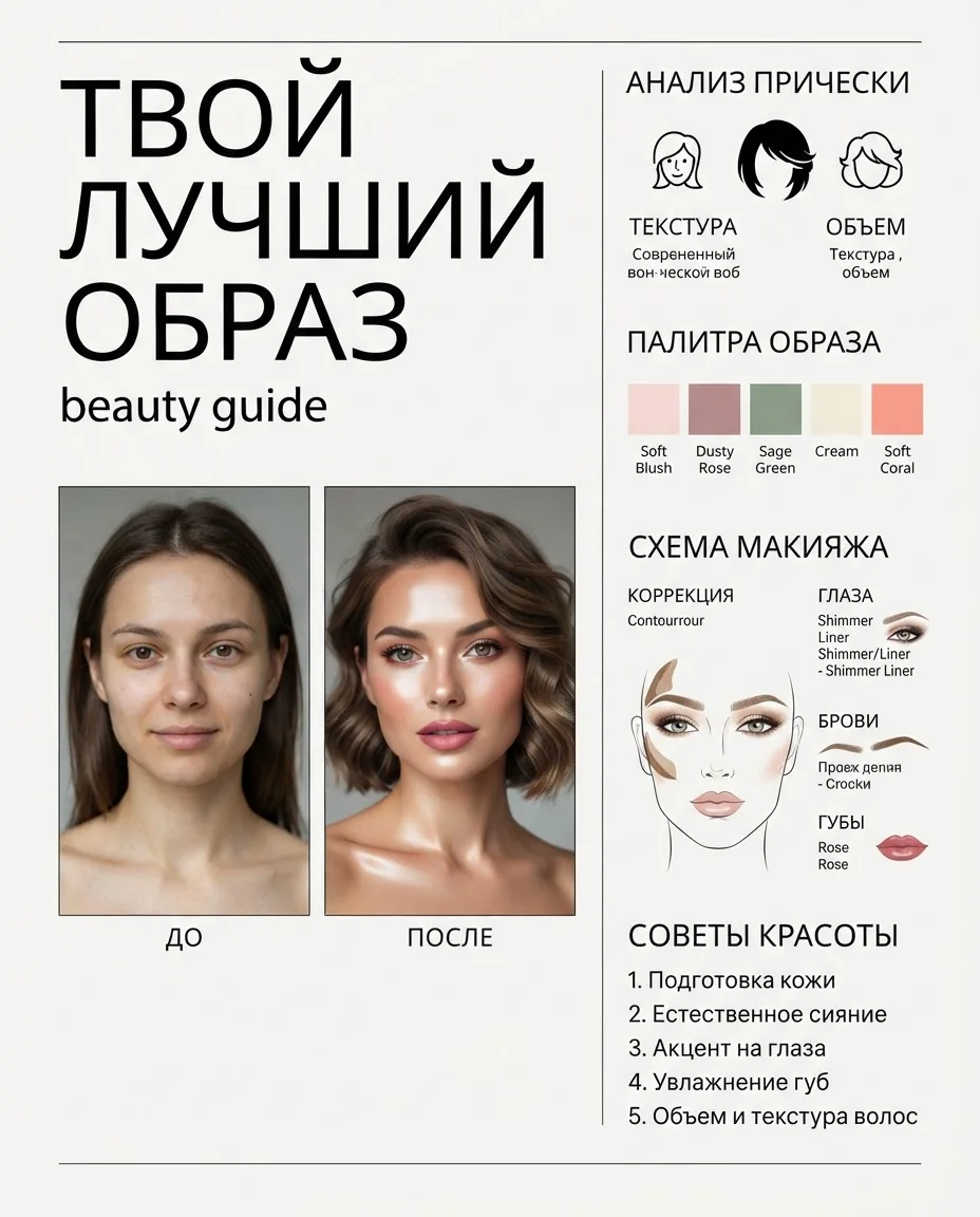 Fashion-постер (Glow-up) — пример результата промта для Картинки