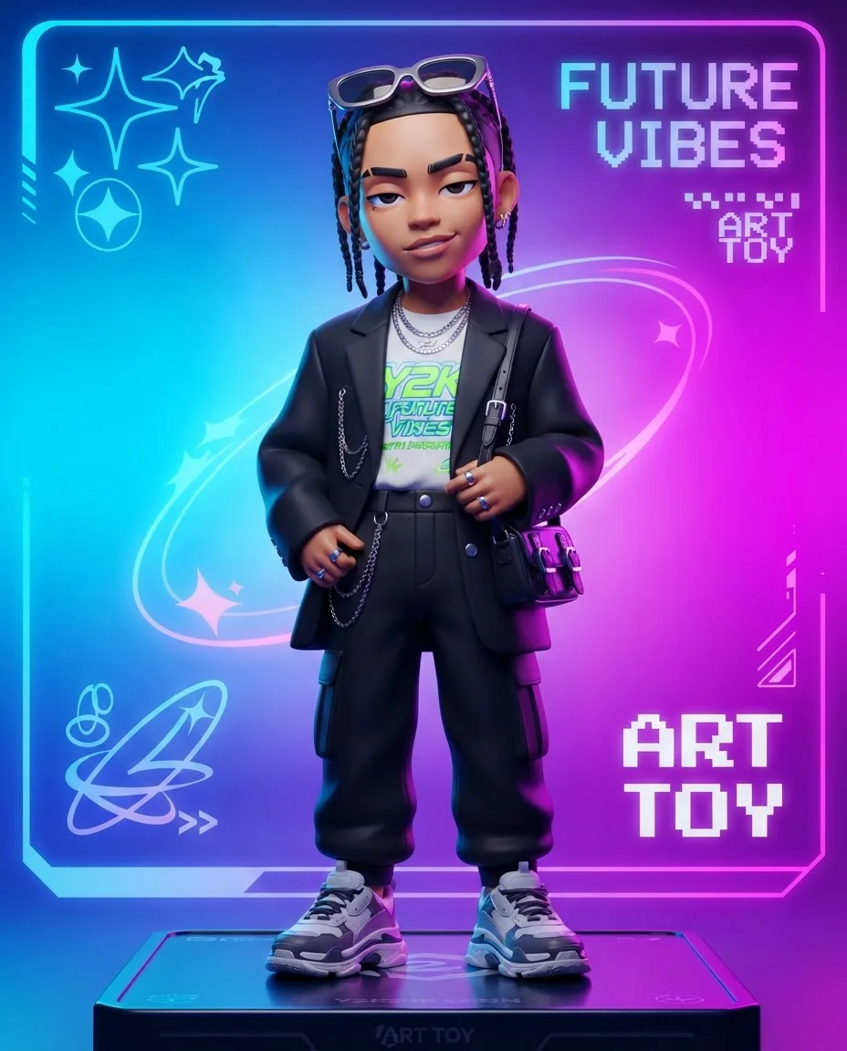 High-fashion 3D аватар — пример результата промта для Картинки