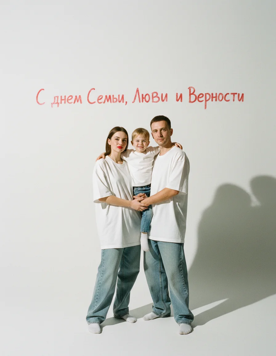 Минималистичный семейный портрет — пример результата промта для Картинки