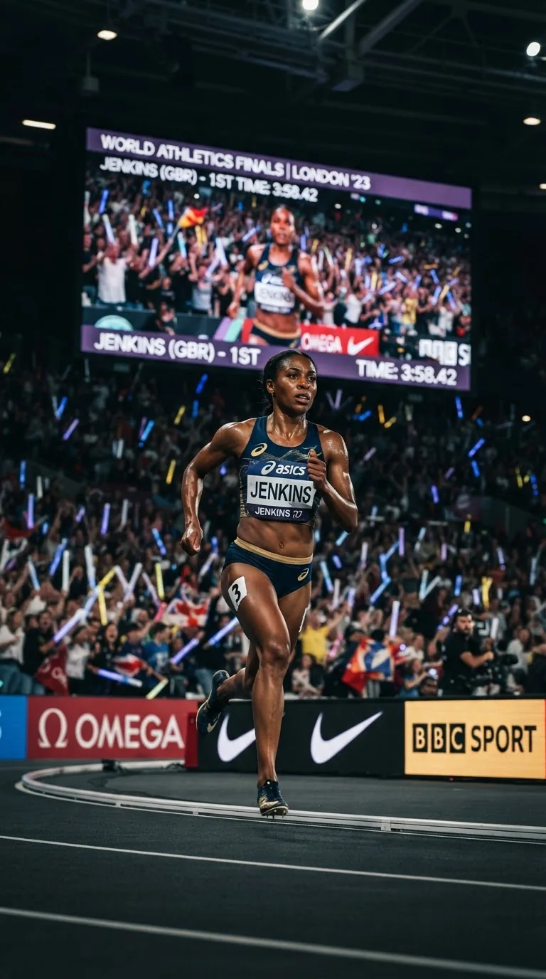 Олимпийская чемпионка: эффект стадиона — пример результата промта для Kling