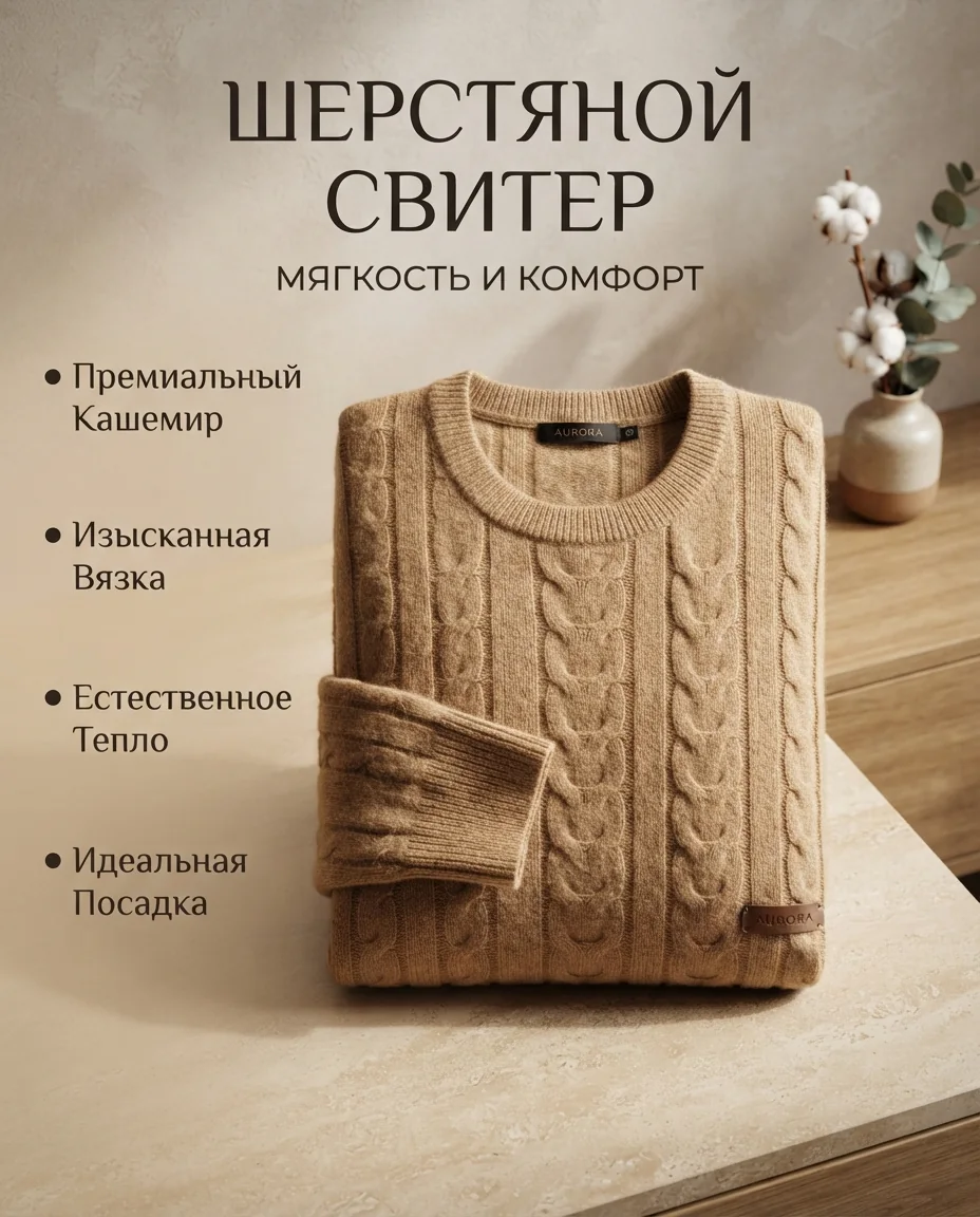 Премиум-карточка товара для маркетплейсов — пример результата промта для Картинки