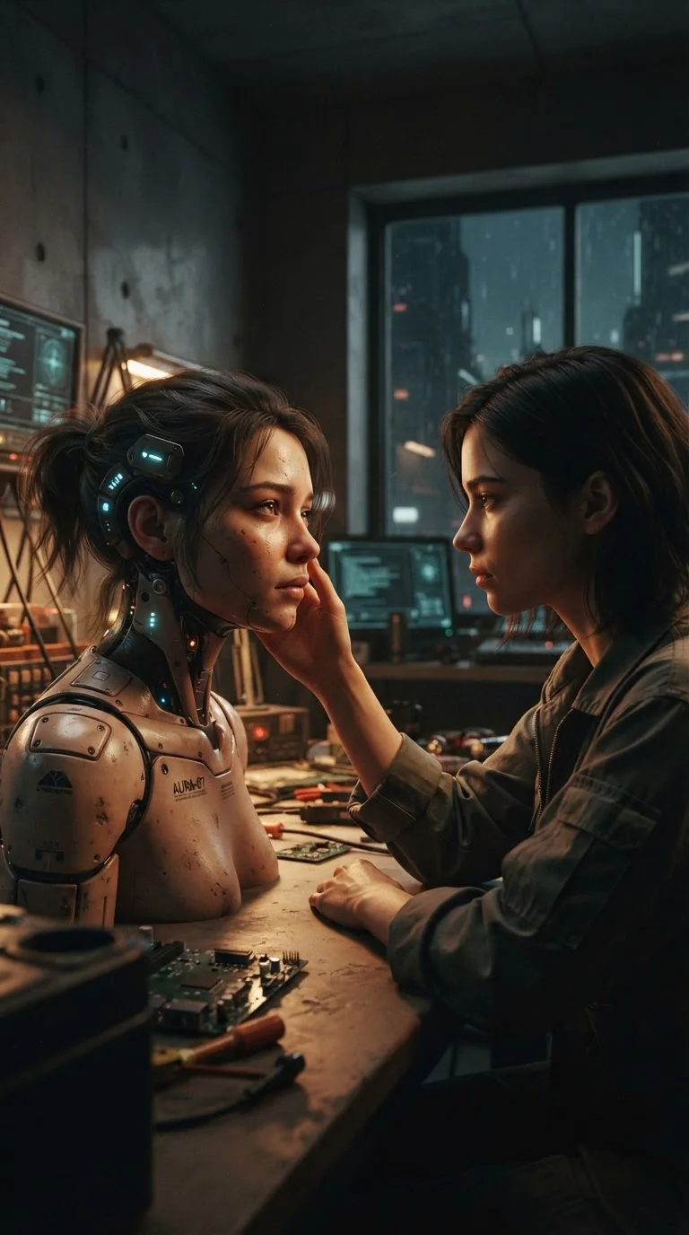 Sci-fi триллер об ИИ-компаньоне — пример результата промта для Kling
